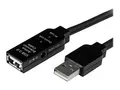 StarTech.com 5m USB 2.0 Active Extension Cable M/F 5 meter USB A Male to USB A Female USB 2.0 Repeater / Extender Cable - Black - 15ft (USB2AAEXT5M) - USB-forlengelseskabel - USB til USB - 5 m