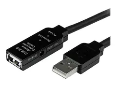 StarTech.com 5m USB 2.0 Active Extension Cable M/F 5 meter USB A Male to USB A Female USB 2.0 Repeater / Extender Cable - Black - 15ft (USB2AAEXT5M) - USB-forlengelseskabel - USB til USB - 5 m