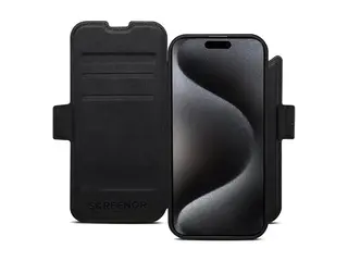 Screenor First - Lommebok for mobiltelefon 2-i-1 - MagSafe-samsvar - lær, termoplast-polyuretan (TPU) - svart - for Apple iPhone Air