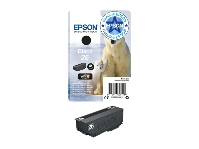 Epson 26 - 6.2 ml - svart - original - blekkpatron - for Expressio...