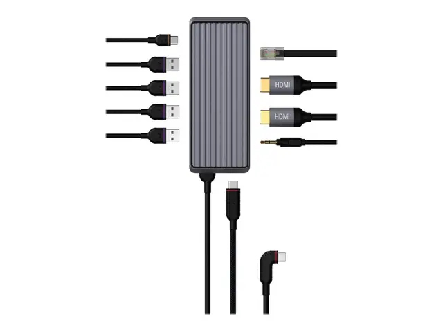 Unisynk 10 Port Dual Screen Hub - dokkingstasjon USB-C 3.1 2 x HDM...