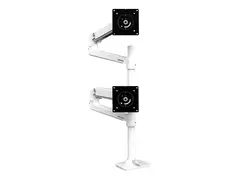 Ergotron LX - Monteringssett (dobbel stablearm, h&#248;y stang) for 2 LCD-skjermer - aluminium - hvit - skjermst&#248;rrelse: opptil 40&quot; - skrivebordsmonterbar