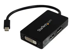 StarTech.com Travel A/V adapter - 3-in-1 Mini DisplayPort to DisplayPort DVI or HDMI converter (MDP2DPDVHD) Video adapter - Mini DisplayPort hann til DVI-D, HDMI, DisplayPort hunn - 15 cm - svart