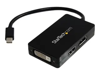 Startech Travel A/V adapter - 3-in-1 Mini DisplayPort to DisplayPort DVI or HDMI converter (MDP2DPDVHD) Video adapter - Mini DisplayPort hann til DVI-D, HDMI, DisplayPort hunn - 15 cm - svart