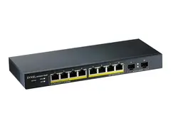 Zyxel GS1900-10HP - Switch - smart 8 x 10/100/1000 (PoE+) + 2 x Gigabit SFP - stasjon&#230;r, veggmonterbar - PoE+ (77 W)