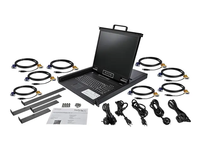 StarTech 8 Port Rackmount KVM Console with 6ft Cables, Integrated ...