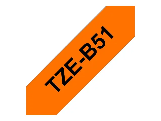 Brother TZe-B51 - Standardklebemiddel svart på fluorescerende oran...