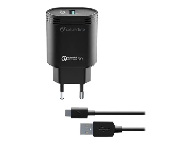 Cellular Line - Strømadapter 18 watt QC 3.0 (USB) på kabel: USB-C ...
