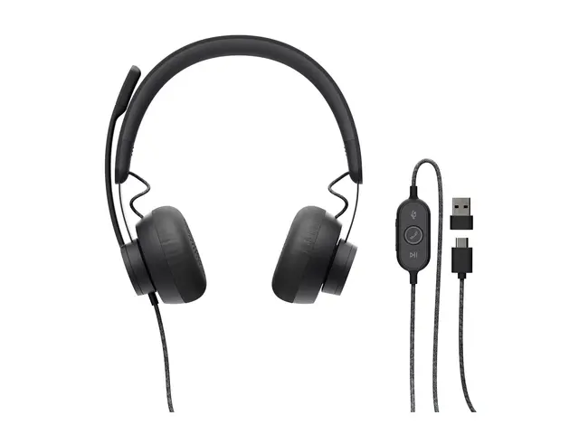 Logitech Zone Wired - Hodesett on-ear kablet USB-C grafitt