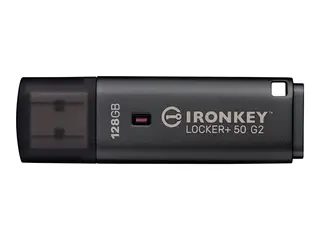 Kingston IronKey Locker+ 50 G2 - USB-flashstasjon kryptert - 128 GB - USB 3.2 Gen 1 - TAA-samsvar