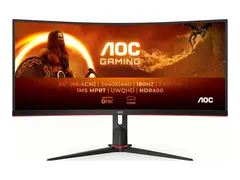 AOC Gaming CU34G2XP/BK - LED-skjerm - gaming kurvet - 34&quot; - 3440 x 1440 WQHD @ 180 Hz - VA - 4000:1 - DisplayHDR 400 - 1 ms - 2xHDMI, 2xDisplayPort - svart