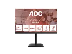 AOC U27E4CV - E4 Series - LED-skjerm - 27" 3840 x 2160 4K UHD (2160p) @ 60 Hz - IPS - 400 cd/m² - 1200:1 - 4 ms - 2xHDMI, DisplayPort, USB-C - høyttalere - svart