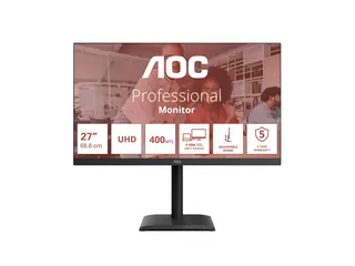 AOC U27E4CV - E4 Series - LED-skjerm - 27" 3840 x 2160 4K UHD (2160p) @ 60 Hz - IPS - 400 cd/m² - 1200:1 - 4 ms - 2xHDMI, DisplayPort, USB-C - høyttalere - svart