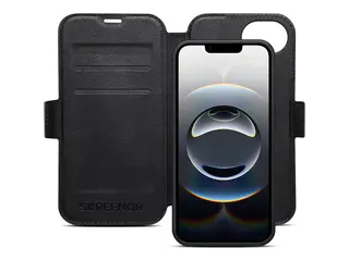 Screenor First - Lommebok for mobiltelefon MagSafe-samsvar - lær, termoplast-polyuretan (TPU) - svart - for Apple iPhone 16e