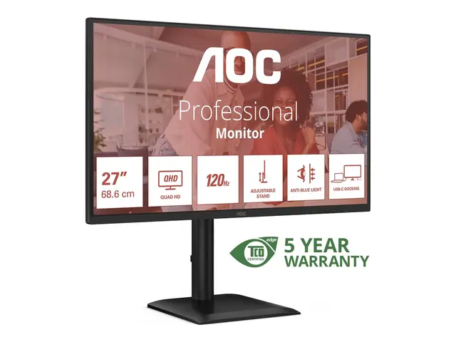 AOC Q27E4CV - LED-skjerm 27" 2560 x 1440 QHD @ 120 Hz IPS 350 cd/m...