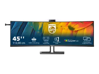 Philips 45B1U6900CH - 6000 Series - LED-skjerm kurvet - 45" (44.5" synlig) - 5120 x 1440 Dual Quad HD @ 75 Hz - VA - 450 cd/m² - 3000:1 - DisplayHDR 400 - 4 ms - 2xHDMI, DisplayPort, 2xUSB-C - høyttalere - svart