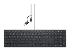 Dell Pro Silent Wired Collaboration Keyboard KB525C Tastatur - USB, USB-C - AZERTY - Fransk - svart - med 3 years NBD Advance Exchange