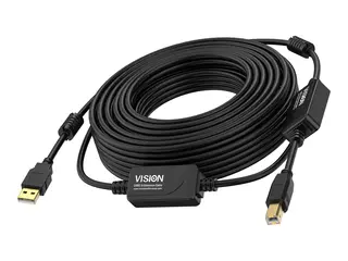 Vision - USB-kabel - USB (hann) til USB-type B (hann) USB 2.0 - 10 m - aktiv inline-forsterker - svart