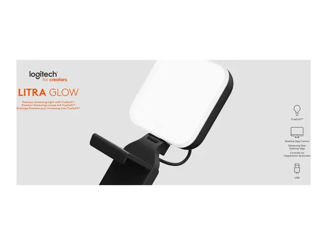 Logitech Litra Glow Premium Streaming Light with TrueSoft - Lampeh...