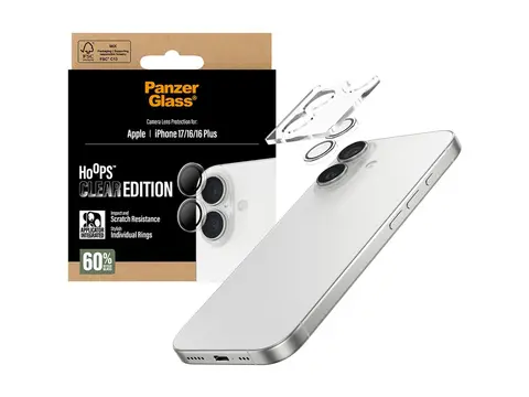 PanzerGlass Hoops - Linsebeskytter for mobiltelefon gjennomsiktig - for Apple iPhone 16, 16 Plus, 17