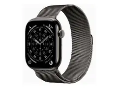 Apple Watch Series 11 (GPS + Cellular) 46 mm - skifer titan - smartklokke med fint strikket l&#248;kke - nett av rustfritt st&#229;l - skifer - b&#229;ndbredde: S/M - 64 GB - Bluetooth, LTE, Wi-Fi 4, UWB - 5G - 43.1 g
