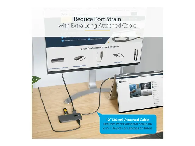 StarTech.com USB C Multiport Adapter, 4K 60Hz HDMI Video, 3-Port 5...