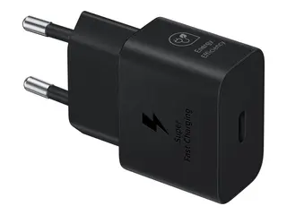 Samsung EP-T2510X - Str&#248;madapter med datakabel - 25 watt - 3 A - PD 3.0, PD/PPS, SFC (24 pin USB-C) - p&#229; kabel: USB-C - svart