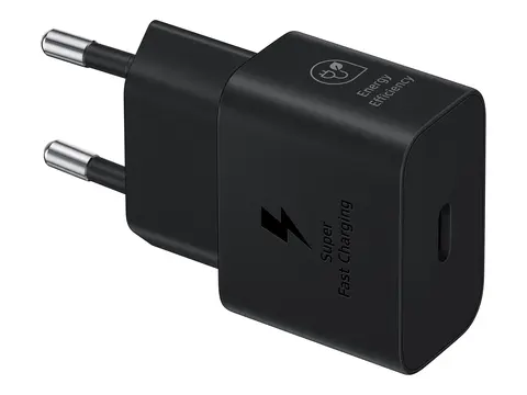 Samsung EP-T2510X - Str&#248;madapter - med datakabel 25 watt - 3 A - PD 3.0, PD/PPS, SFC (24 pin USB-C) - p&#229; kabel: USB-C - svart