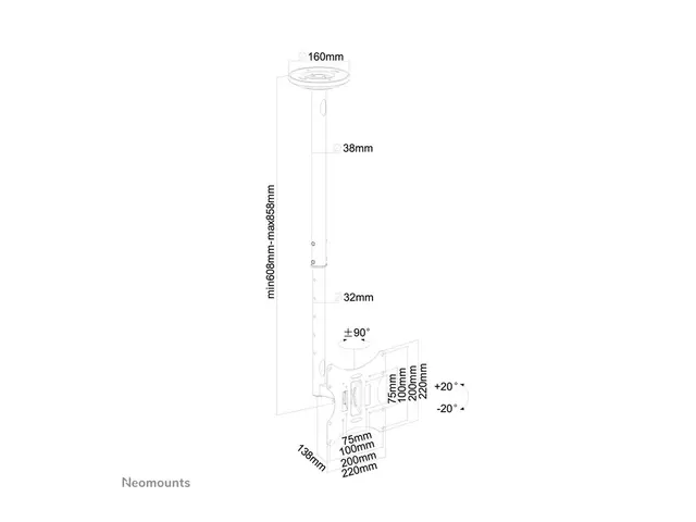 Neomounts FPMA-C060 - Brakett full bevegelse for LCD-skjerm svart ...