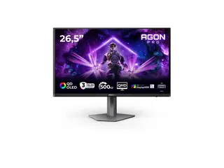 AOC AGON PRO AG276QKD2 - AG6 Series - OLED-skjerm gaming - 27" (26.5" synlig) - 2560 x 1440 QHD @ 500 Hz - 1000 cd/m² - 15000000:1 - DisplayHDR 500 True Black - 0.03 ms - 2xHDMI, DisplayPort - høyttalere - mørk grå, svart