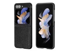 Insmat - Baksidedeksel for mobiltelefon - polykarbonat, polyuretan, leatherette svart - for Samsung Galaxy Z Flip5