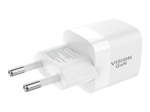 Vision - Strømadapter 30 watt 3 A QC 3.0 2 utgangskontakter (USB-C...