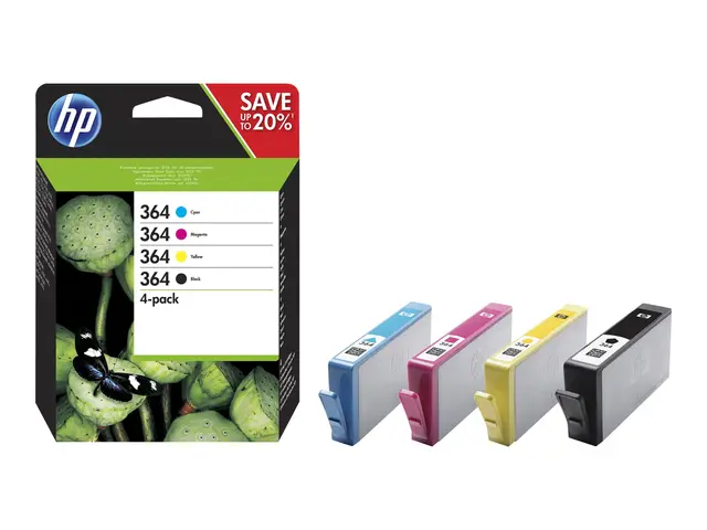 HP 364 - 4-pack svart, gul, cyan, magenta original blister blekkpa...