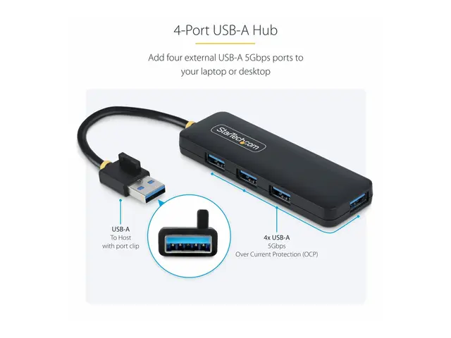 StarTech.com 4-Port USB-A Hub, 5Gbps, Bus Powered, Small Travel Mi...