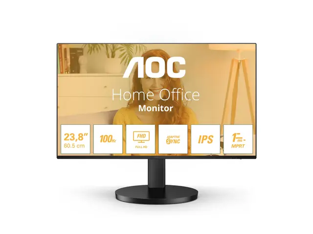 AOC Basic-line 24B3HA2 - LED-skjerm 24" (23.8" synlig) - 1920 x 1080 Full HD (1080p) @ 100 Hz - IPS - 250 cd/m² - 1 ms - HDMI, VGA - høyttalere - svart 