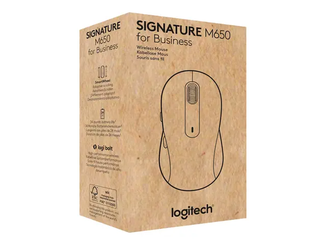Logitech Signature M650 for Business - Mus trådløs 2.4 GHz, Blueto...