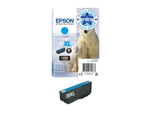 Epson 26XL - 8.7 ml XL cyan original blister blekkpatron for Expre...
