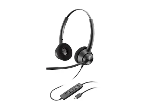 HP Poly EncorePro 320 - EncorePro 300 series hodesett - on-ear - kablet - USB-C - svart - TAA-samsvar - Works With Chromebook Certified