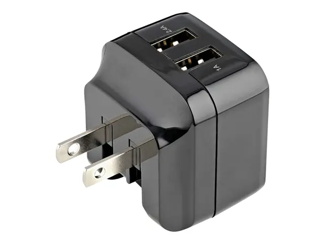 Startech Travel USB Wall Charger - 2 Port Black Universal Adapter ...