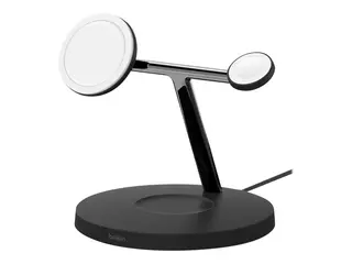 Belkin BoostCharge Pro 3-in-1 - Trådløst ladestativ magnetisk med Qi2 + AC-strømadapter - 15 watt - Fast Charge - svart
