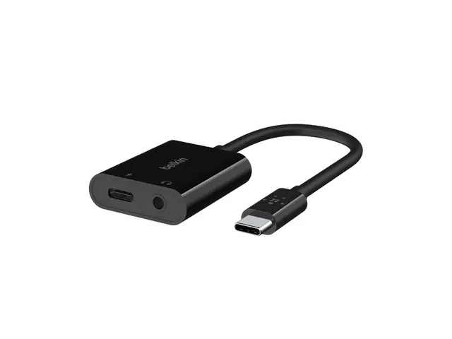 Belkin RockStar - USB-C til hodetelefonjakk / ladeadapter hann min...