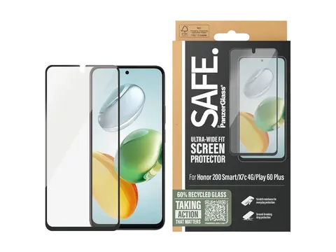 SAFE. by PanzerGlass - Skjermbeskyttelse for mobiltelefon ultrabred passform - glass - rammefarge svart - for Honor 200 Smart
