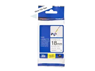 Brother TZe-FX241 - Adhesiv - svart på hvitt Rull (1,8 cm x 8 m) 1 kassett(er) fleksibel ID-tape - for Brother PT-D600; P-Touch PT-18, 2470, 3600, D450, D800, E500, E550, H101, H500, P750, P900