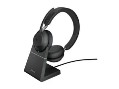 Jabra Evolve2 65 MS Stereo - Hodesett - on-ear Bluetooth - tr&#229;dl&#248;s - USB-C - lydisolerende - svart - med ladestativ - Certified for Microsoft Teams