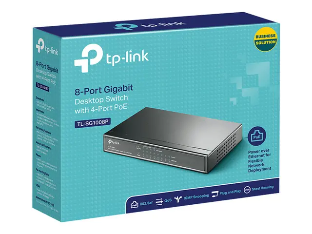 TP-Link TL-SG1008P - Switch - ikke-styrt - 4 x 10/100/1000 (PoE) +...