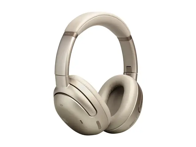 JBL Tour ONE M3 - Hodetelefoner med mikrofon full størrelse - Bluetooth - trådløs, kablet - aktiv støydemping - 3,5 mm jakk, USB-C - latte - Zoom Certified 