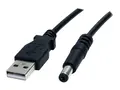 StarTech 3 ft USB to Type M Barrel 5V DC Power Cable Power cable - USB (power only) (M) to DC jack 5.5 mm (M) - 3 ft - molded - black - USB2TYPEM - strømkabel - USB (kun strøm) til DC-jakk 5,5 mm - 91 cm