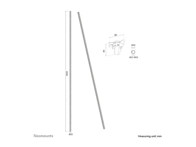 Neomounts - Kabelstyringsmuffe for 1-4 kabler, universell hvit 2 m