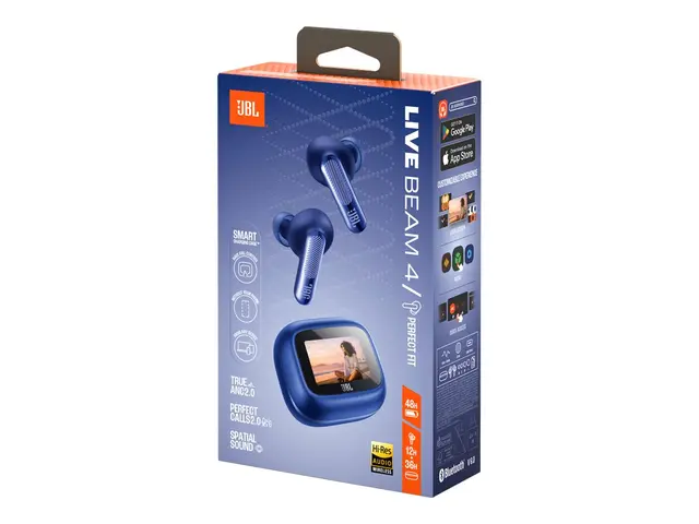 JBL LIVE Beam 4 - True wireless-hodetelefoner med mikrofon i øret - Bluetooth - aktiv støydemping - blå 