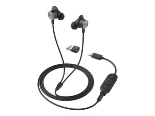 Logitech Zone Wired Earbuds - Hodesett i &#248;ret - kablet - 3,5 mm jakk - lydisolerende - grafitt - Optimert for UC